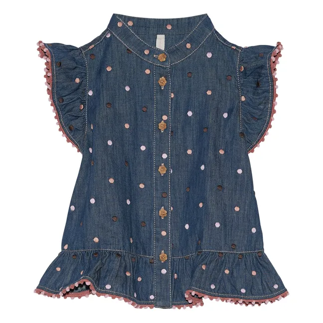 Blusa vaquera sin mangas Awaken Pois | Azul oscuro