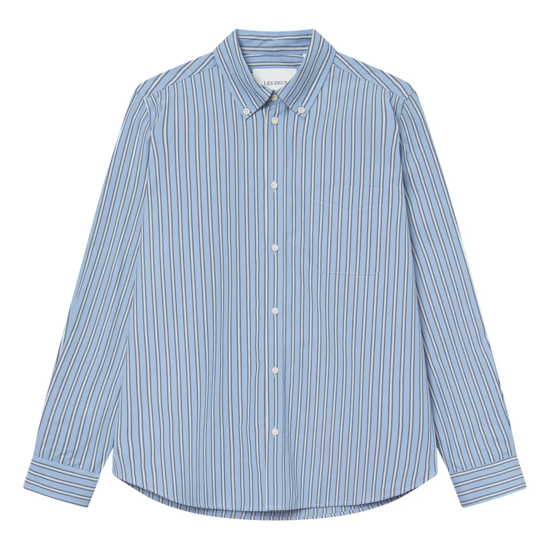 Les Deux Blue Kent Stripe Poplin Shirt Stripes Cotton Bio