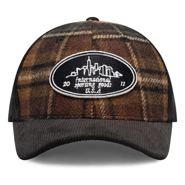 Gorra a cuadros de lana Skyline Patch Check | Marrón