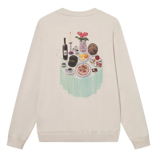 Cole Table Cotton Organic Round Neck Sweater | Ivory