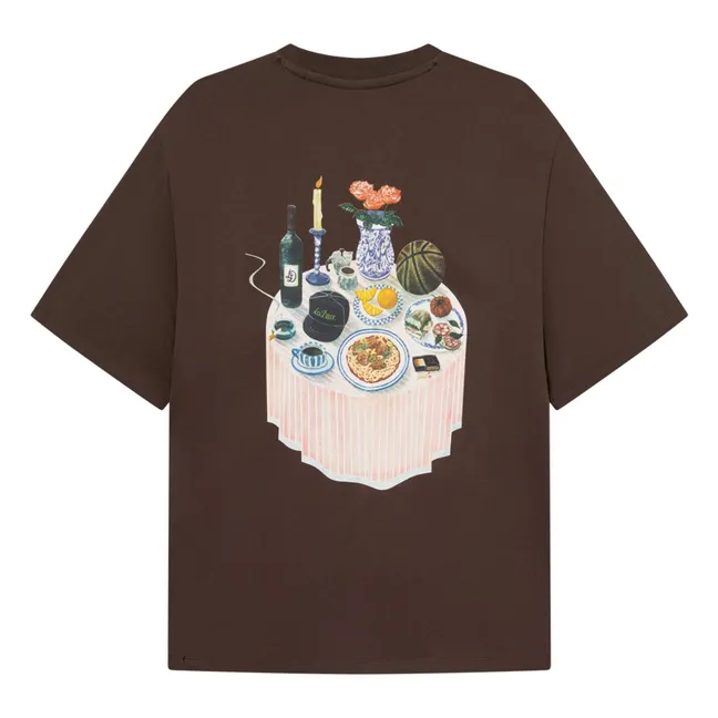 Camiseta de cuello redondo de algodón orgánico Cole Table | Marrón