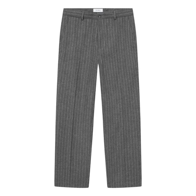 Gerade geschnittene Como Pinstripe-Hose Mouliné Slacks Streifen  | Grau