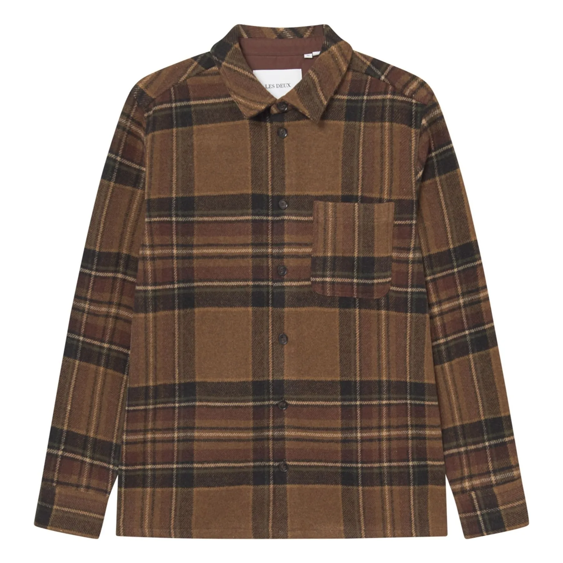 Les Deux Brown Kaleb Carreaux Wool Overshirt