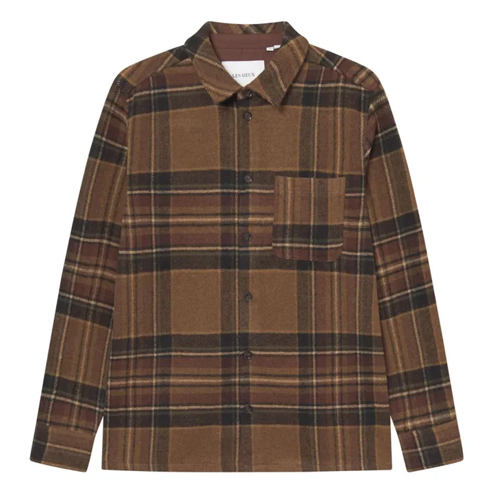 Surchemise Kaleb Carreaux Laine | Marron- Image produit n°0