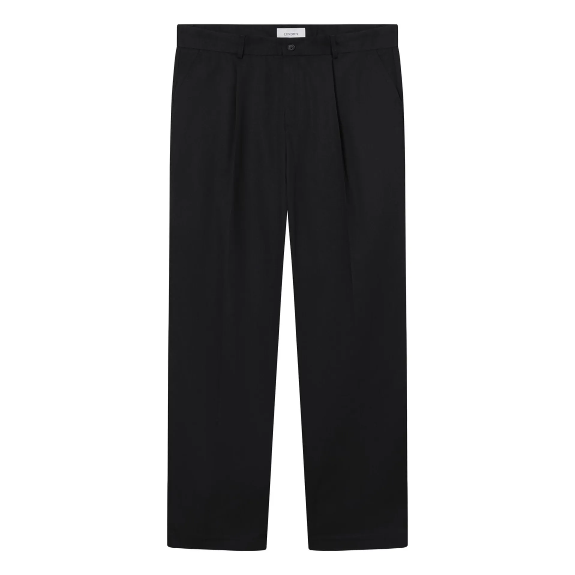 Les Deux Noir Foncé Straight-Leg Pleated Pants Reece