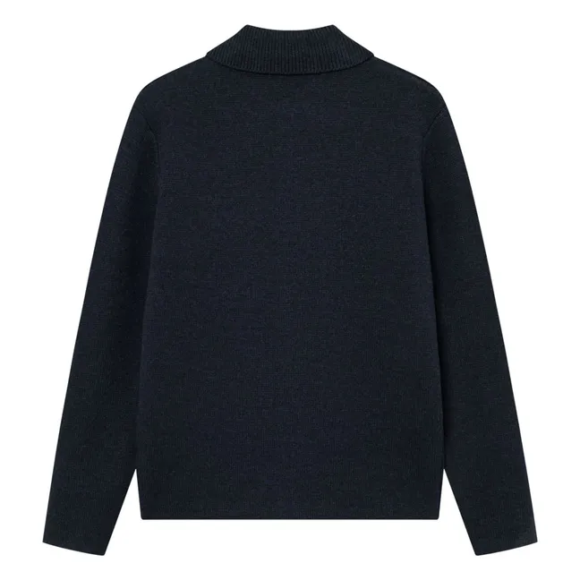 Sobrecamisa de lana gruesa con cuello acanalado Fischer Milano | Azul oscuro