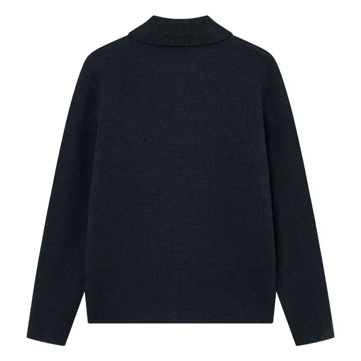 Surchemise Col Côtelé Fischer Milano Laine Épaisse | Bleu foncé- Image produit n°8