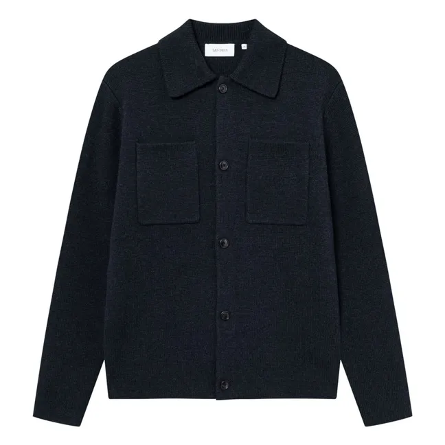 Sobrecamisa de lana gruesa con cuello acanalado Fischer Milano | Azul oscuro