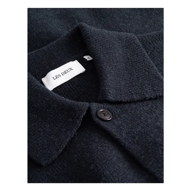 Fischer Milano Thick Wool Ribbed Collar Overshirt | Dark Blue