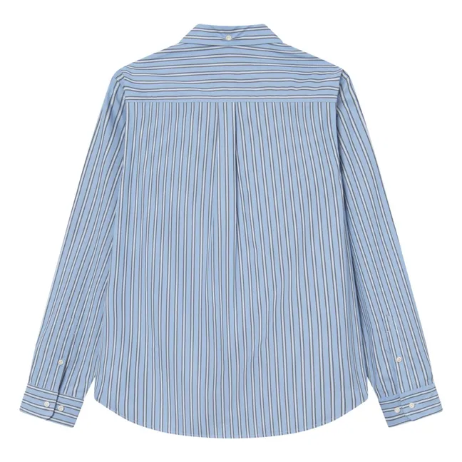 Hemd Kent Stripe Poplin Shirt Streifen Cotton Bio | Blau
