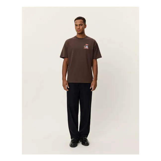 Camiseta de cuello redondo de algodón orgánico Cole Table | Marrón