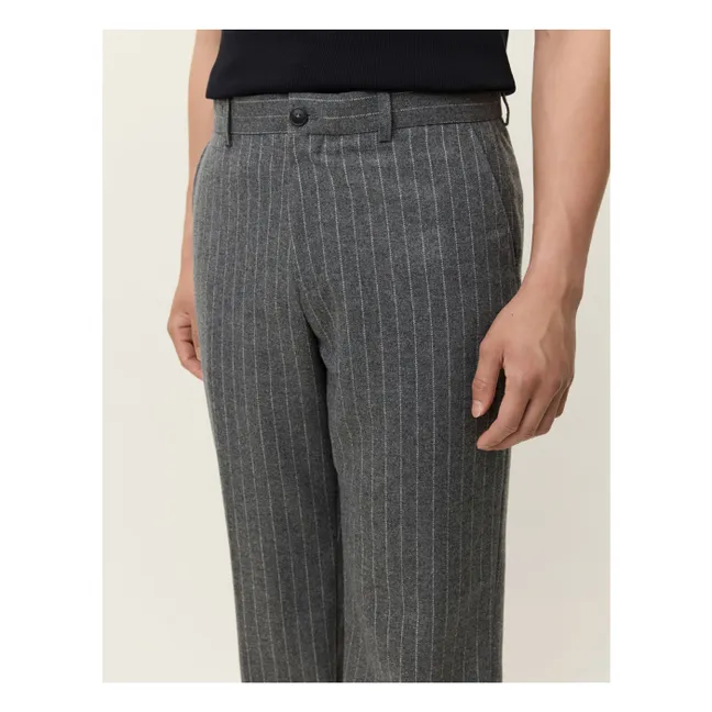 Gerade geschnittene Como Pinstripe-Hose Mouliné Slacks Streifen  | Grau