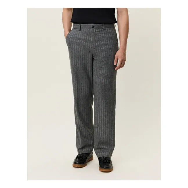 Gerade geschnittene Como Pinstripe-Hose Mouliné Slacks Streifen  | Grau
