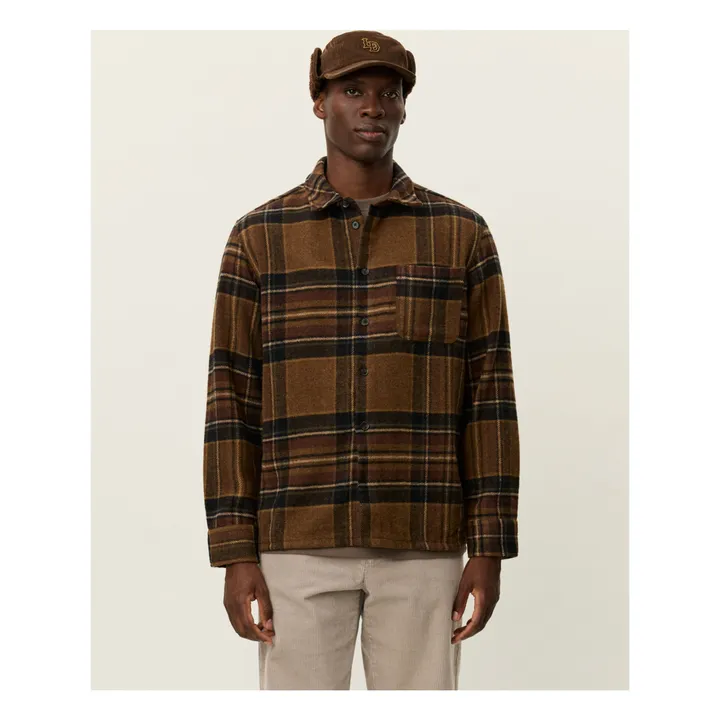 Surchemise Kaleb Carreaux Laine | Marron- Image produit n°2