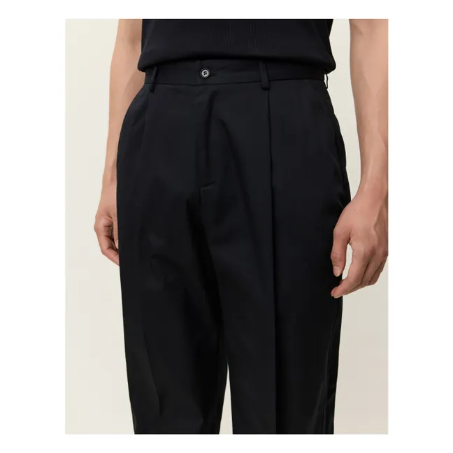 Pantalones rectos plisados Reece | Noir foncé