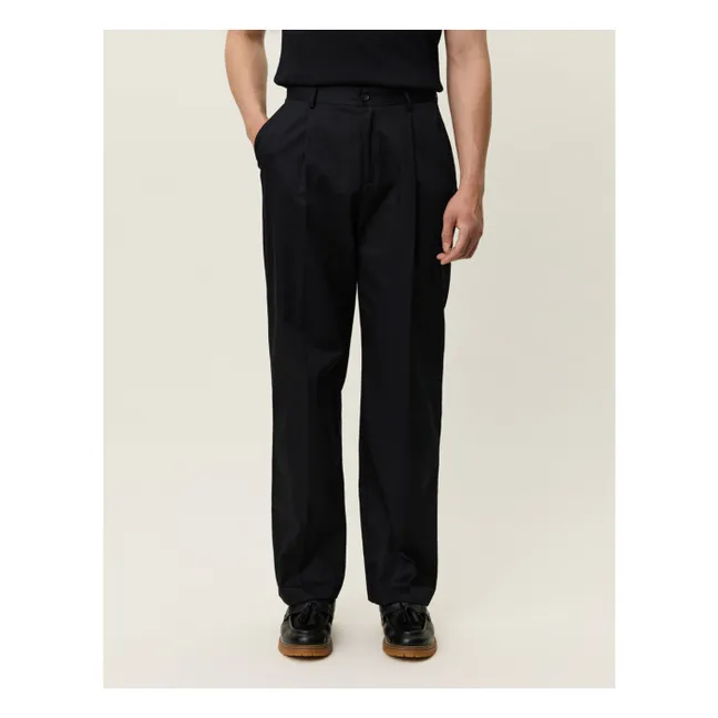 Pantalon Droit Plissé Reece | Noir foncé