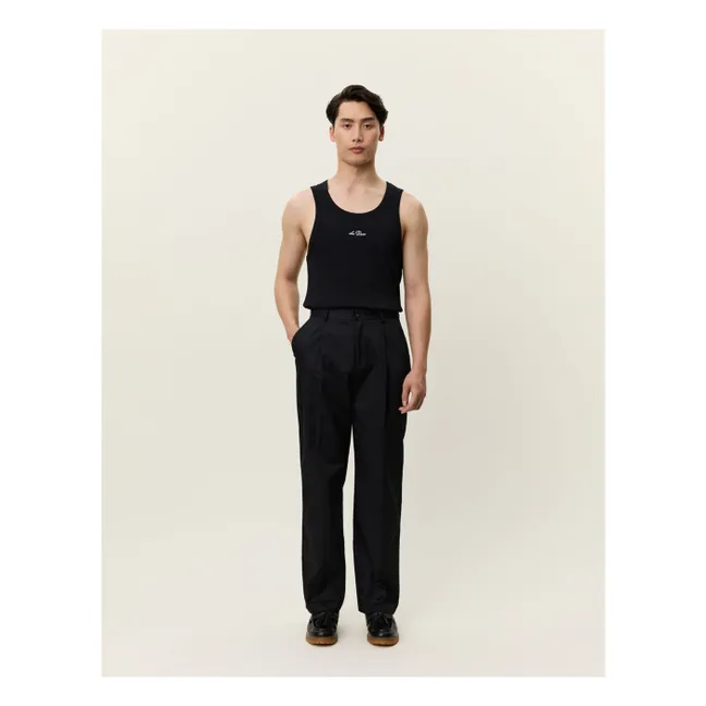 Pantalon Droit Plissé Reece | Noir foncé