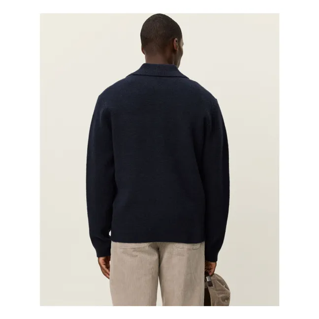 Sobrecamisa de lana gruesa con cuello acanalado Fischer Milano | Azul oscuro