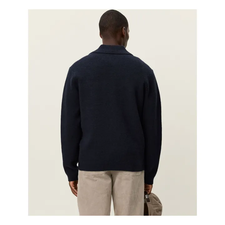 Surchemise Col Côtelé Fischer Milano Laine Épaisse | Bleu foncé- Image produit n°7