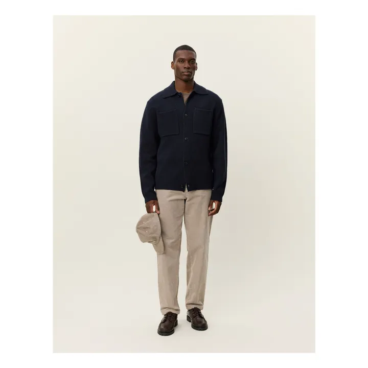 Surchemise Col Côtelé Fischer Milano Laine Épaisse | Bleu foncé- Image produit n°1