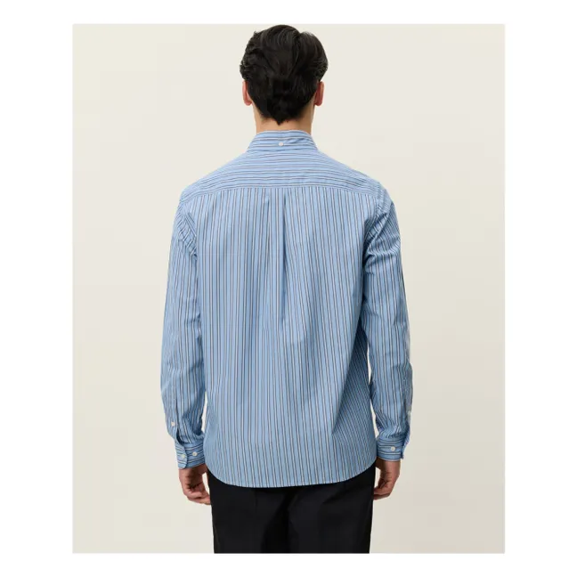 Hemd Kent Stripe Poplin Shirt Streifen Cotton Bio | Blau