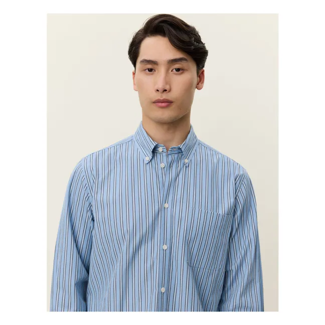 Chemise Kent Stripe Poplin Shirt Rayures Cotton Bio | Bleu