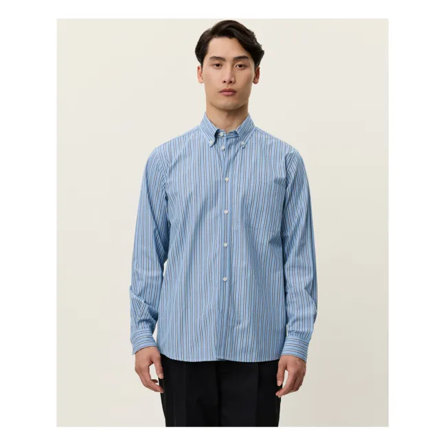 Chemise Kent Stripe Poplin Shirt Rayures Cotton Bio | Bleu