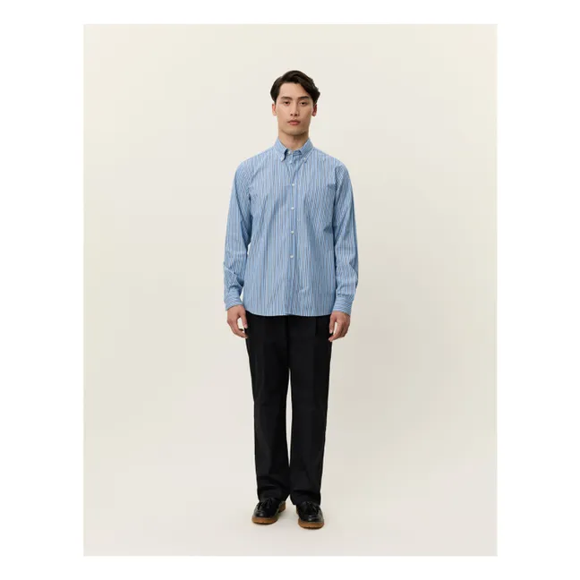 Kent Camisa Popelín Rayas Algodón Bio | Azul