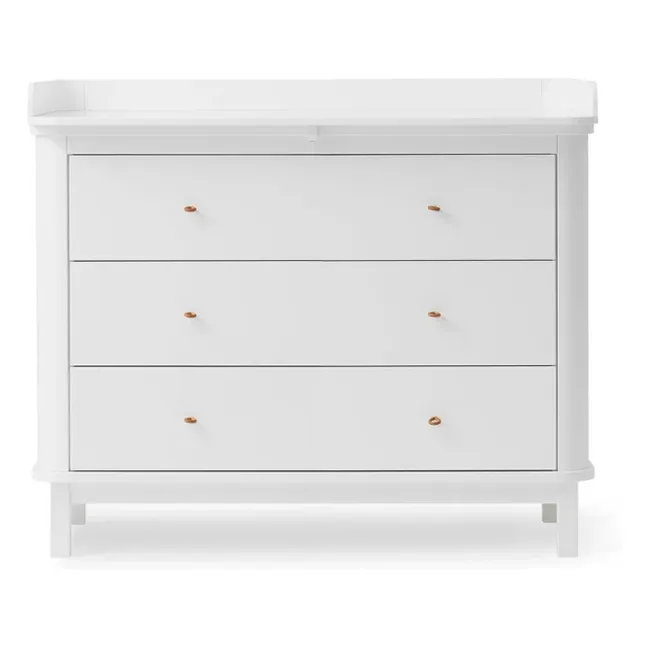 Cambiador de madera de 3 cajones | Blanco