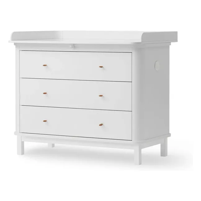 Wood 3-drawer changing chest | White