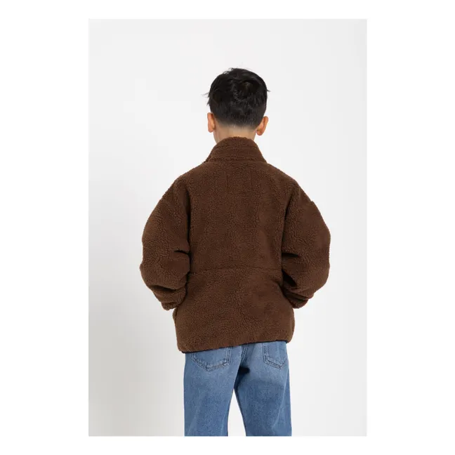 Fluffy Sherpa Fake Jacke | Braun