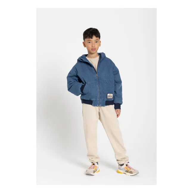 Denim Matt Hooded Jacket | Denim blue