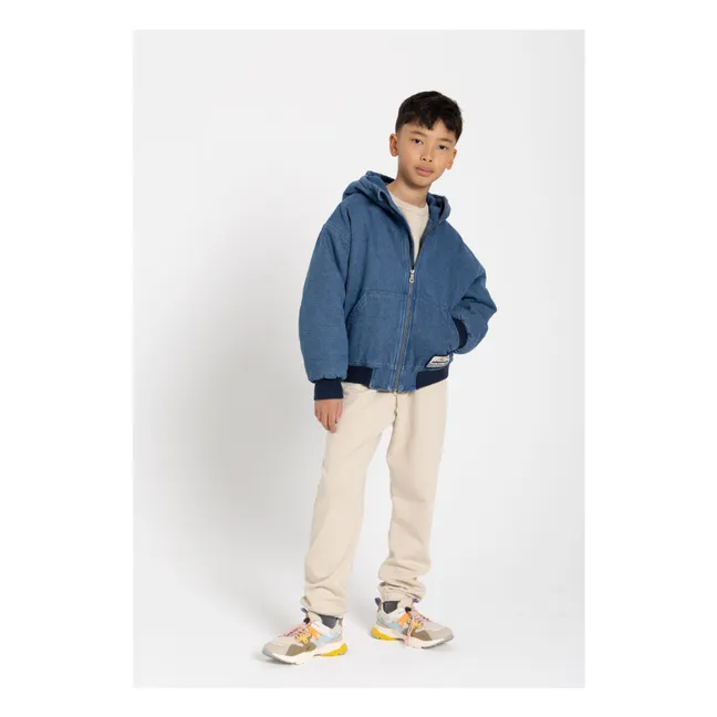 Denim Matt Hooded Jacket | Denim blue