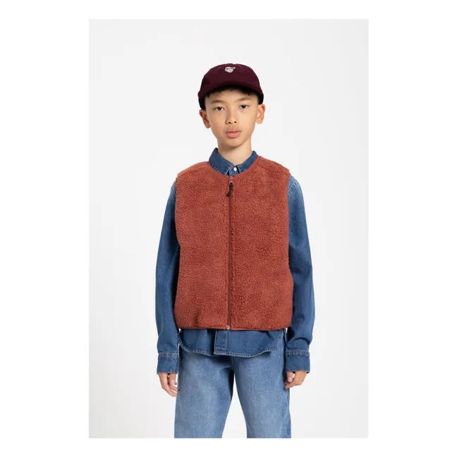 Ärmellose Jacke Sherpa Manner Façon | Ziegelrot