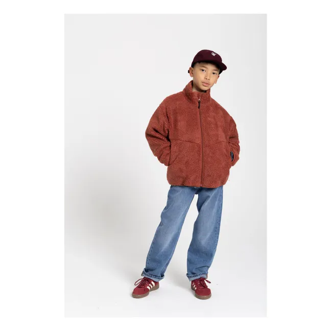 Sherpa Smooth Fake-Jacke | Ziegelrot