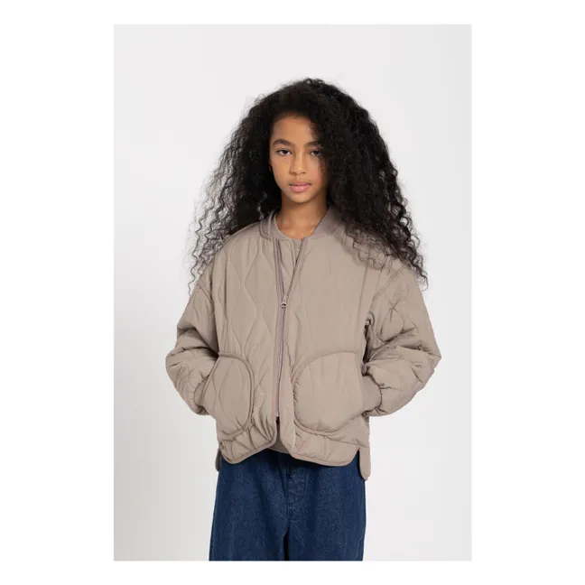 Wooly Quilted Bomber | Taupe grey
