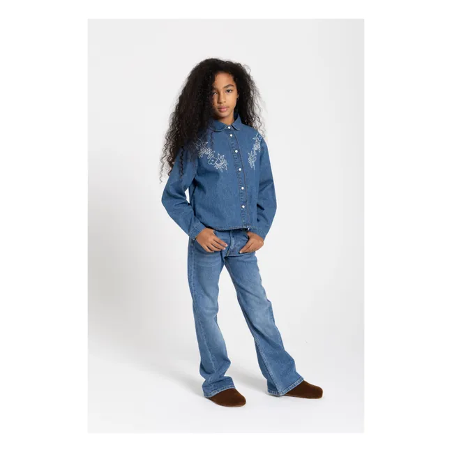 Kurzes besticktes Hemd Clara | Denim