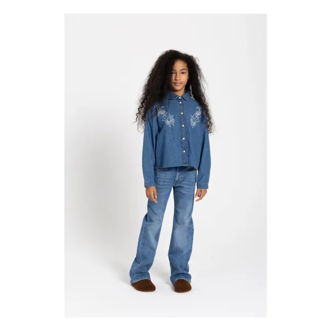 Kurzes besticktes Hemd Clara | Denim