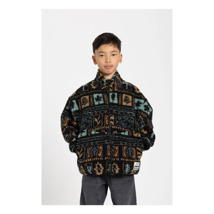 Veste Façon Sherpa Fluffy Jacquard | Noir- Image produit n°1