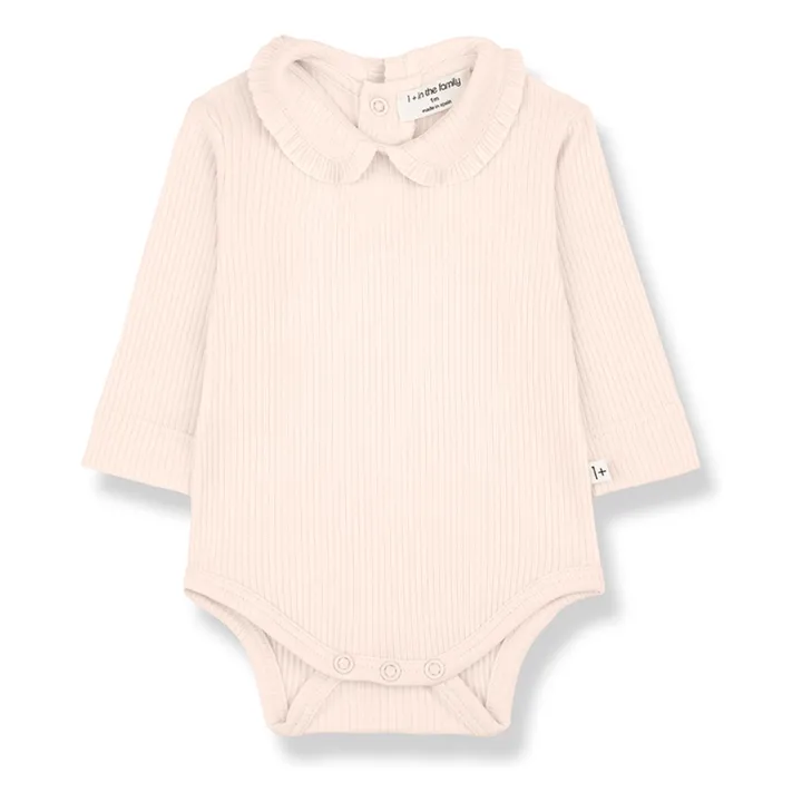 Body de canalé con cuello Claudine Nina  | Beige rosado- Imagen del producto n°0