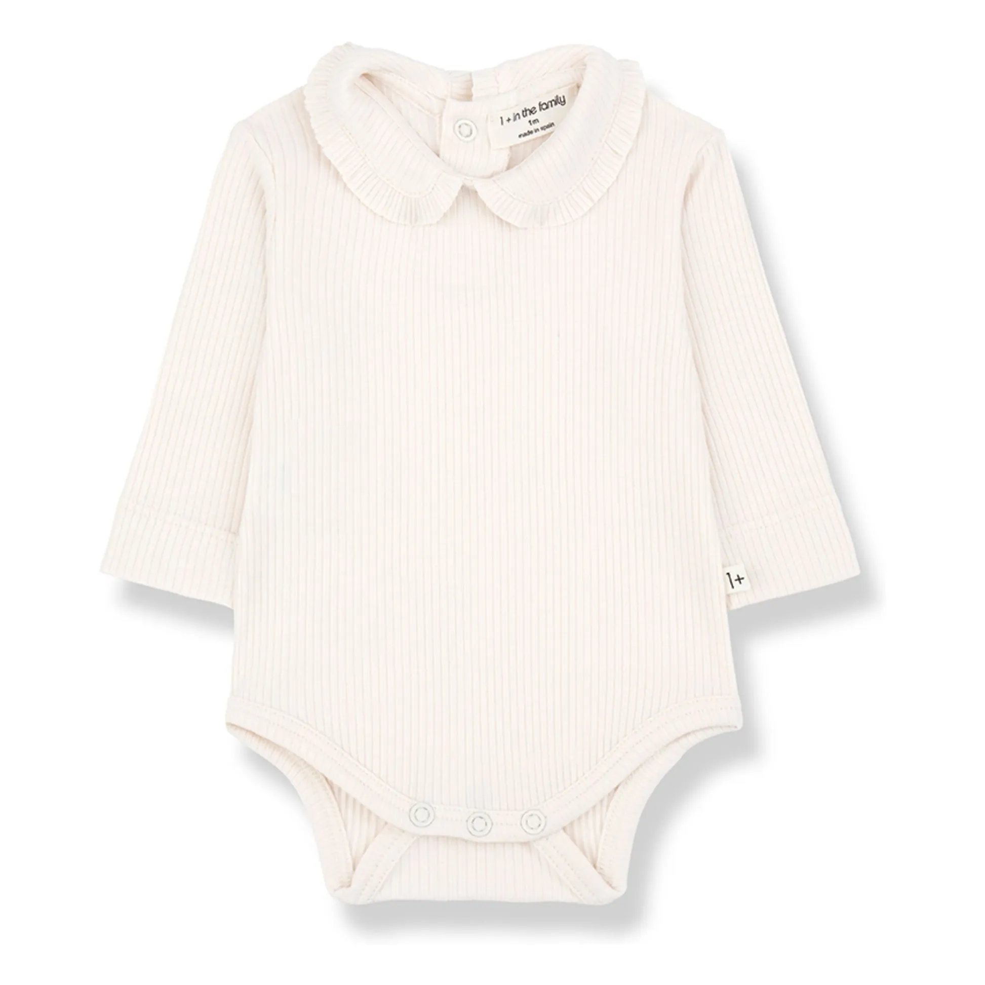 1+ In The Family Ecru Ribbed Bodysuit With Claudine Collar Nina