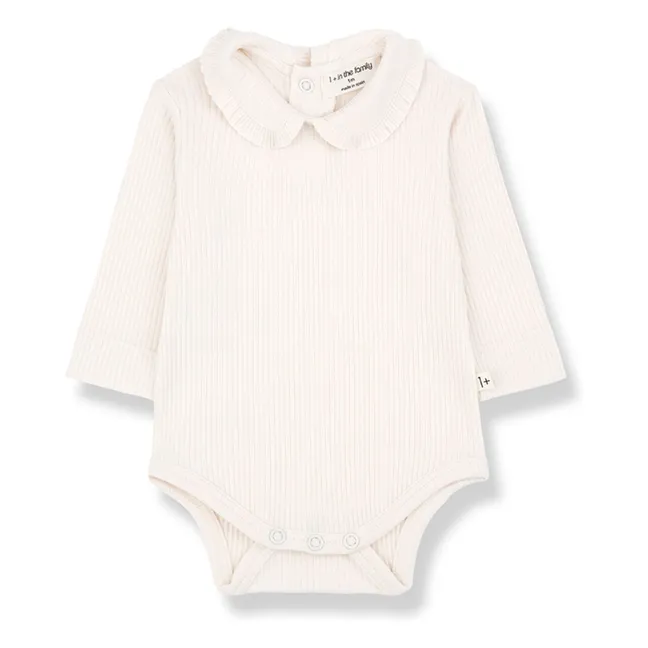 Body a coste con colletto Claudine Nina  | Ecru