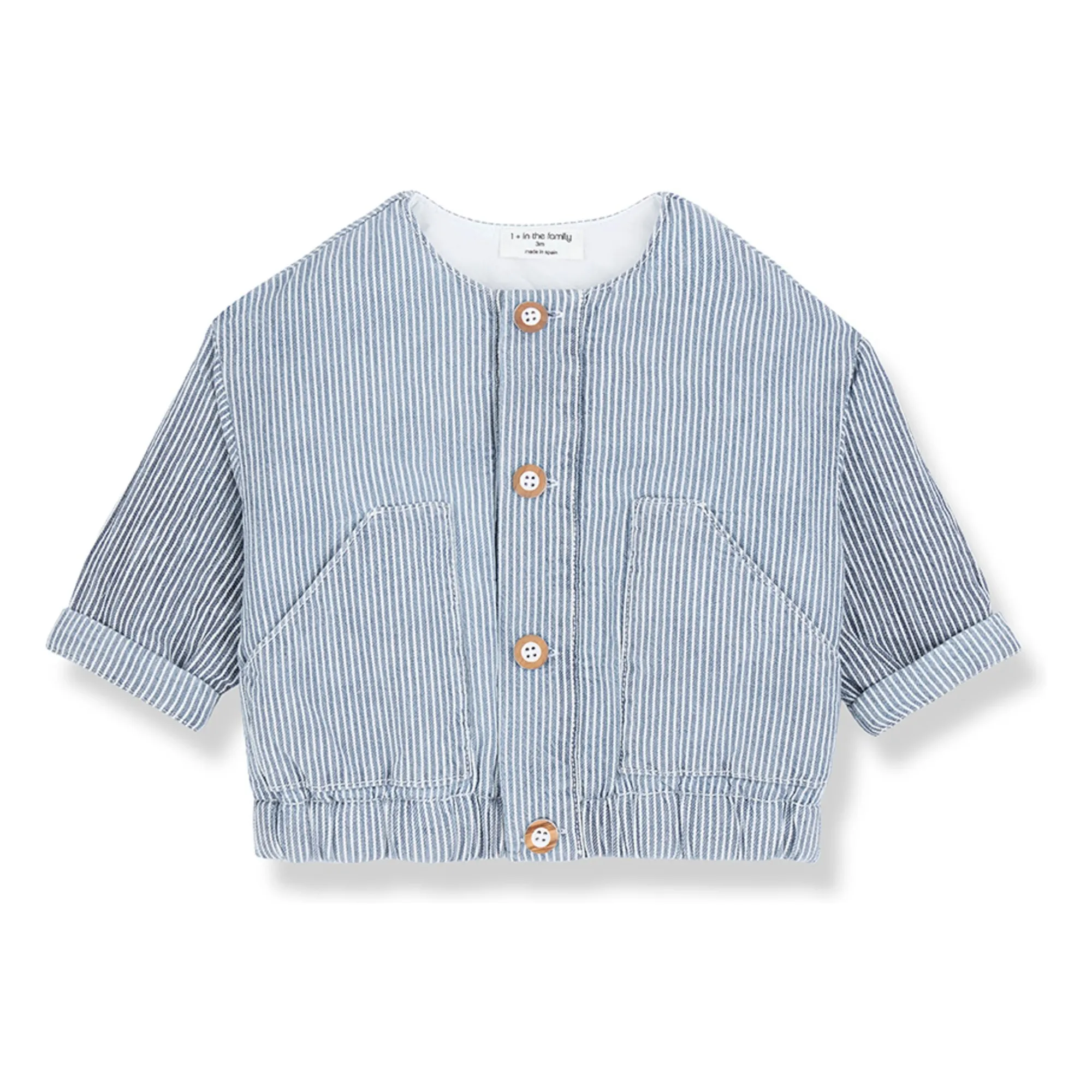1+ In The Family Light Blue Algaida Striped Denim Jacket Organic Cotton