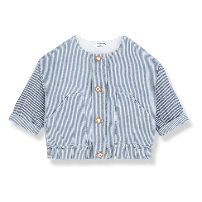 Algaida Striped Denim Jacket Organic Cotton | Light Blue
