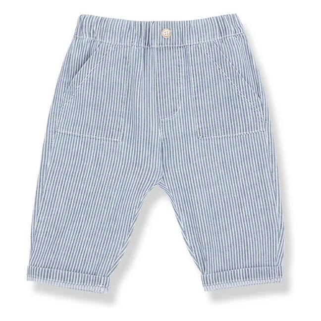 Pantalón de rayas de algodón orgánico Sineu | Azul Claro