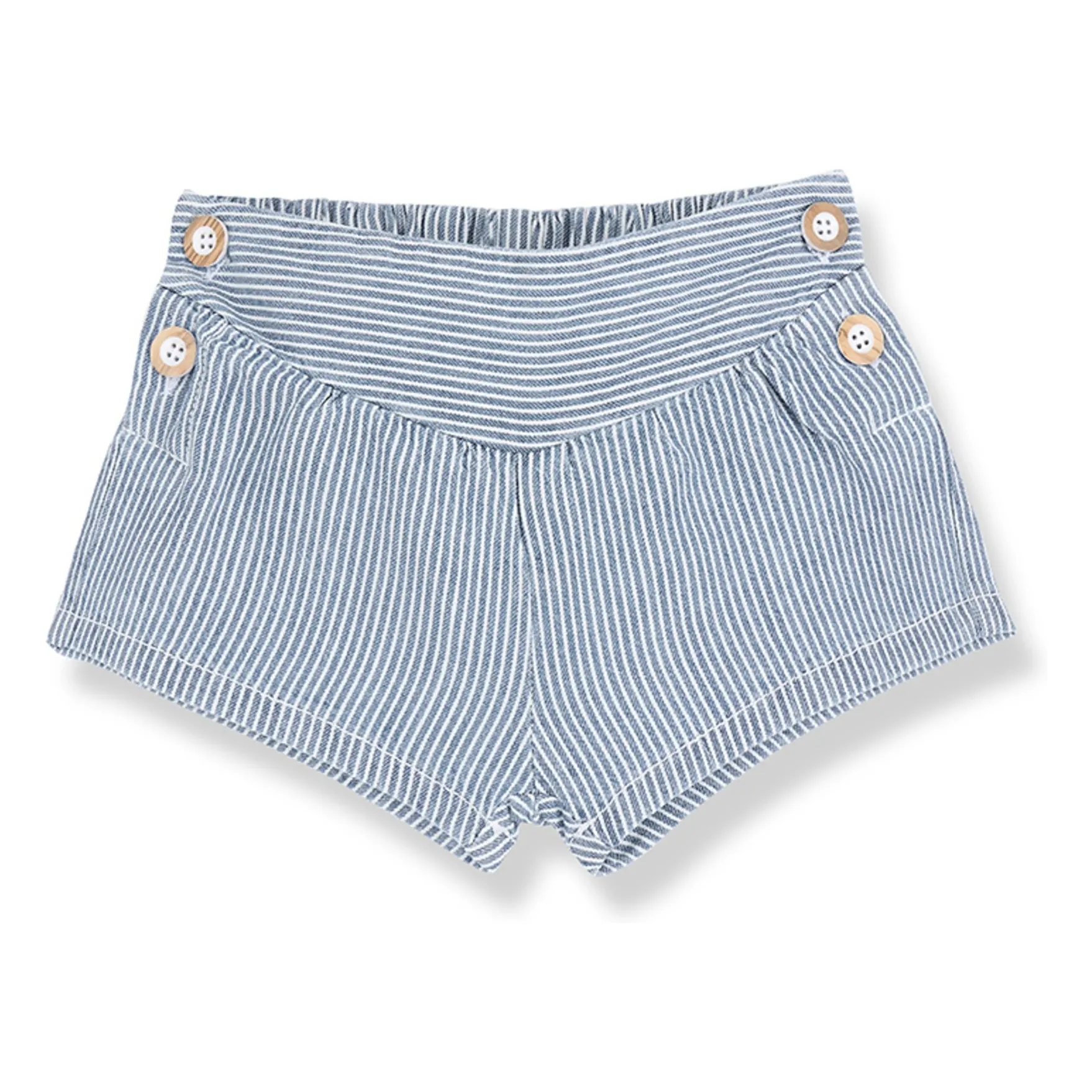 1+ In The Family Light Blue Denim Deia Organic Cotton Striped Shorts
