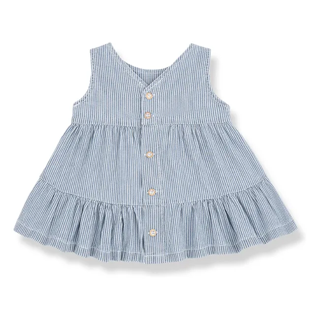 Denim Galdana Striped Organic Cotton Dress | Light Blue