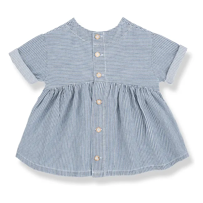 Vestido vaquero a rayas Margalida Algodón orgánico | Azul Claro