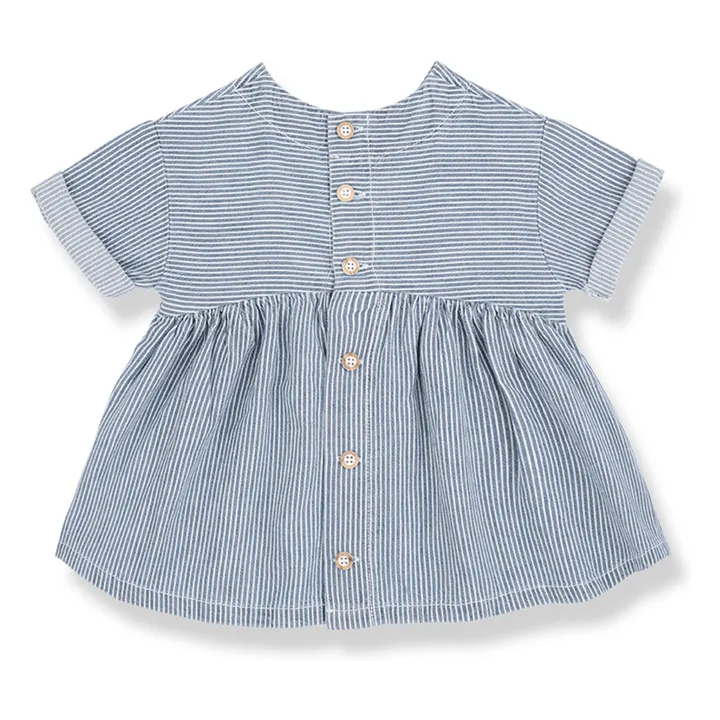 Vestido vaquero a rayas Margalida Algodón orgánico | Azul Claro- Imagen del producto n°3