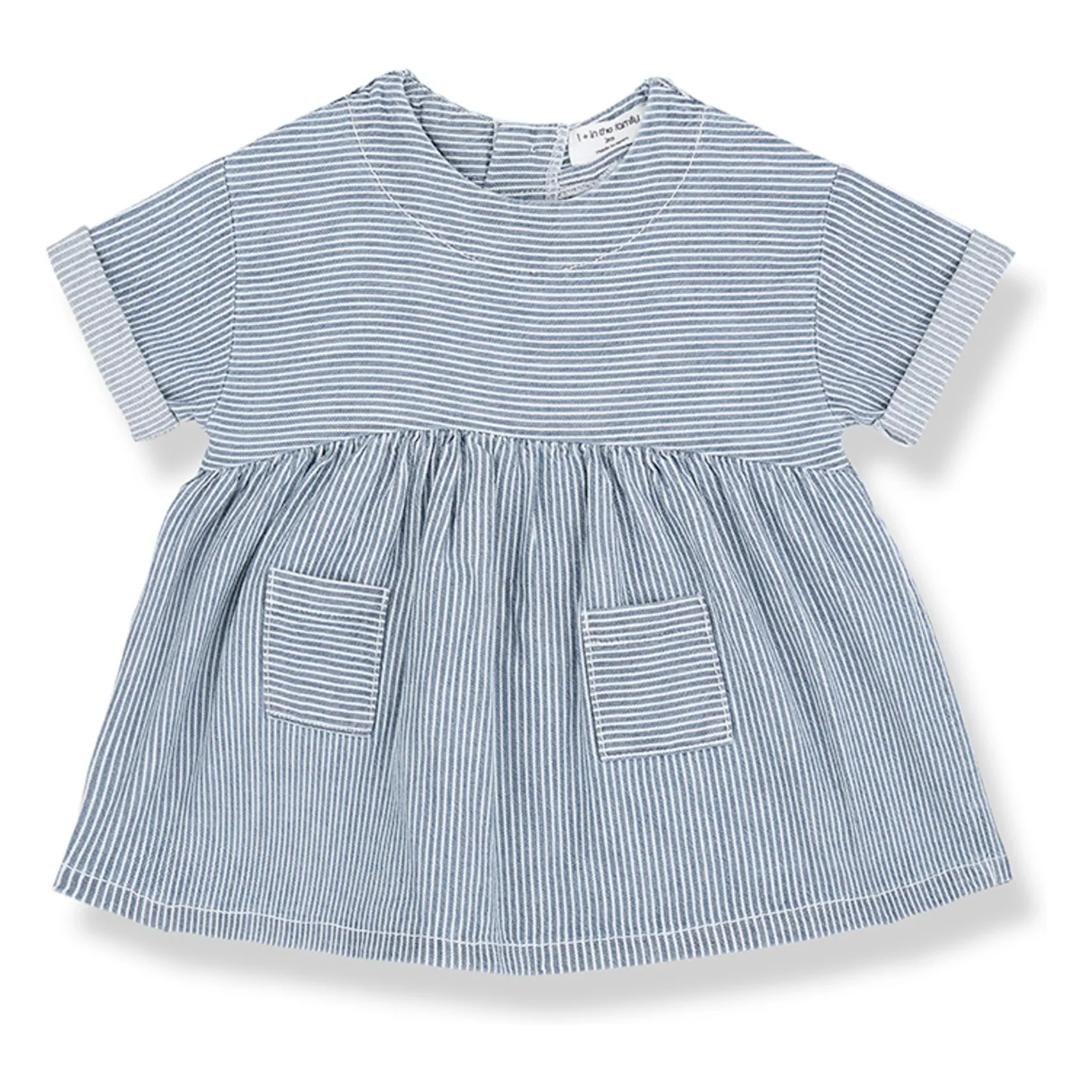 1+ In The Family Light Blue Striped Margalida Denim Dress Organic Cotton